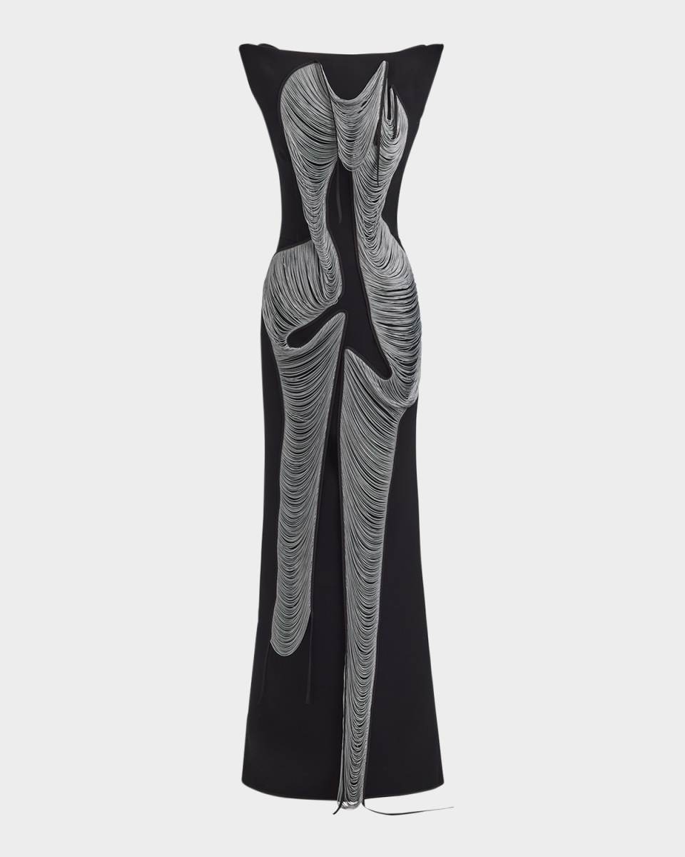 Figural Fringe Gown